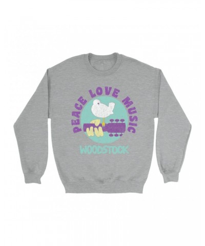 Woodstock Sweatshirt | Peace Love Music Bird And Guitar Design Sweatshirt $15.38 Sweatshirts