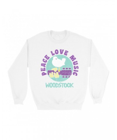 Woodstock Sweatshirt | Peace Love Music Bird And Guitar Design Sweatshirt $15.38 Sweatshirts