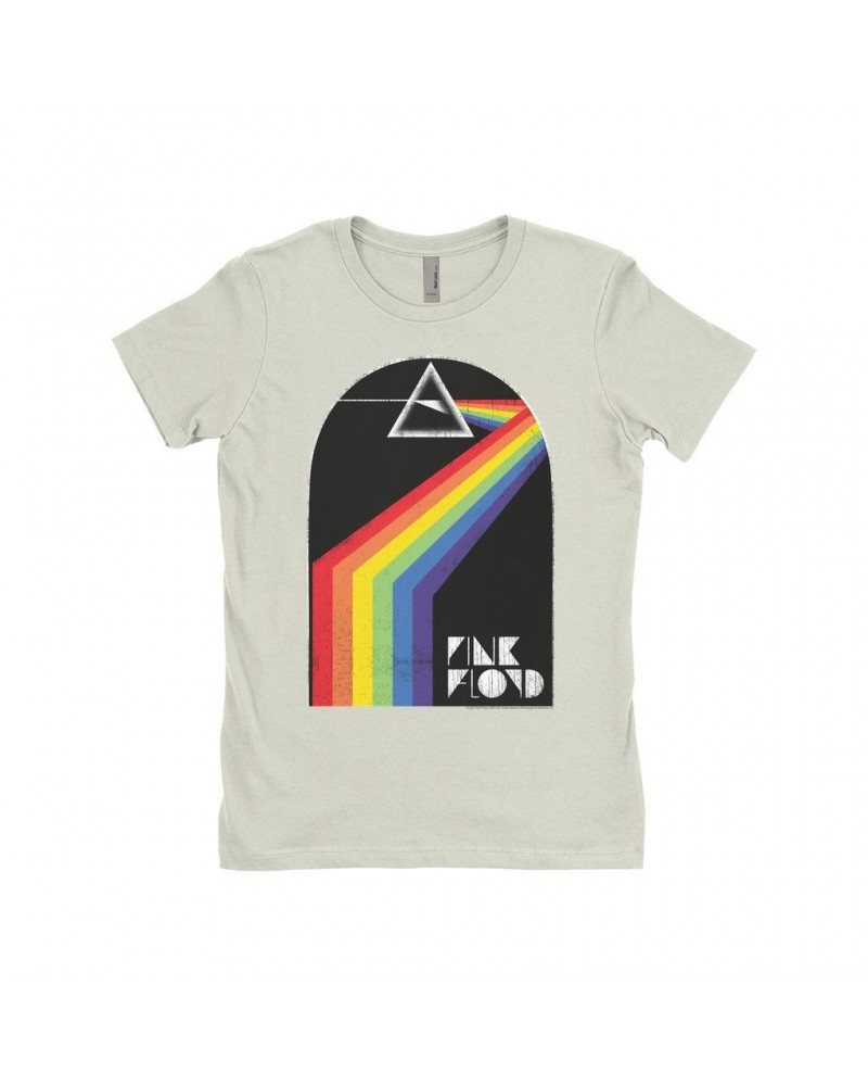 Pink Floyd Ladies' Boyfriend T-Shirt | The Dark Side Of The Moon Retro Arch Design Distressed Shirt $8.98 Shirts