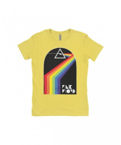 Pink Floyd Ladies' Boyfriend T-Shirt | The Dark Side Of The Moon Retro Arch Design Distressed Shirt $8.98 Shirts