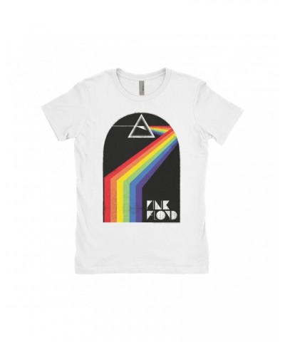 Pink Floyd Ladies' Boyfriend T-Shirt | The Dark Side Of The Moon Retro Arch Design Distressed Shirt $8.98 Shirts