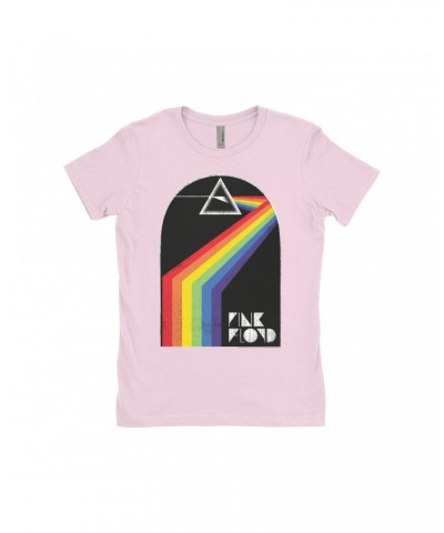 Pink Floyd Ladies' Boyfriend T-Shirt | The Dark Side Of The Moon Retro Arch Design Distressed Shirt $8.98 Shirts