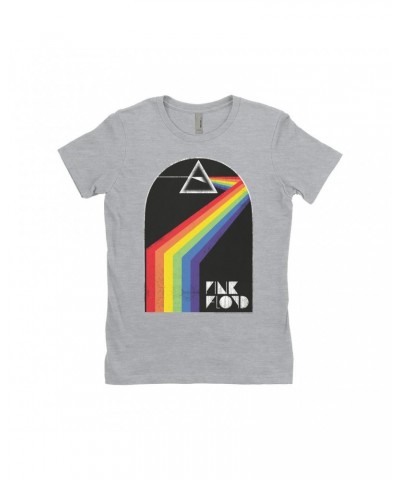 Pink Floyd Ladies' Boyfriend T-Shirt | The Dark Side Of The Moon Retro Arch Design Distressed Shirt $8.98 Shirts