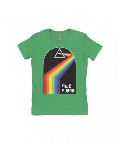Pink Floyd Ladies' Boyfriend T-Shirt | The Dark Side Of The Moon Retro Arch Design Distressed Shirt $8.98 Shirts