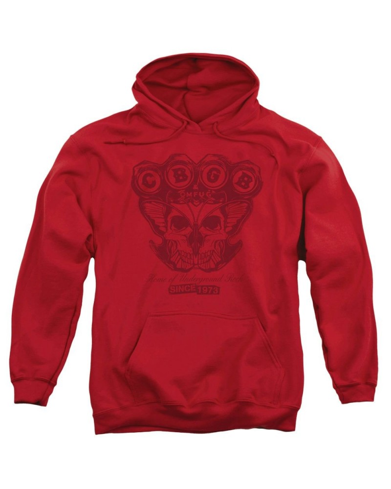Cbgb Hoodie | MOTH SKULL Pull-Over Sweatshirt $13.65 Sweatshirts